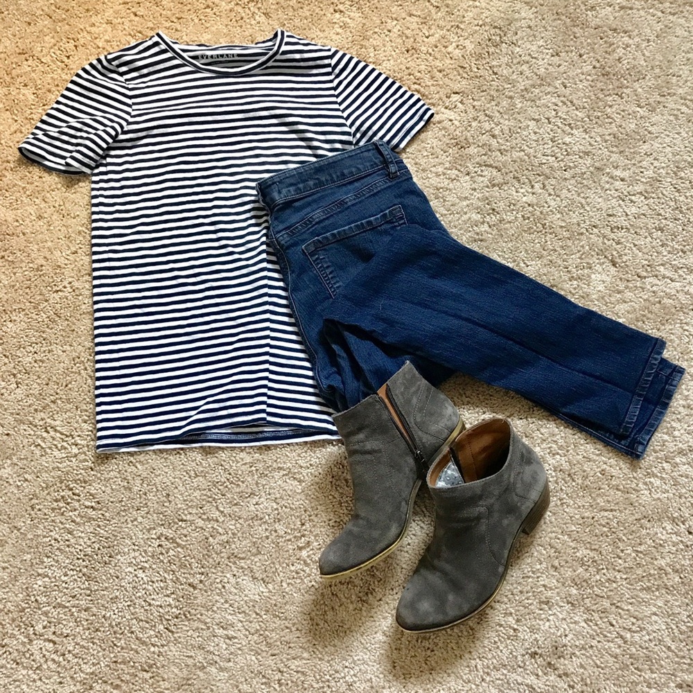 Everlane Cotton Crew Tee Navy Stripe Size S