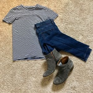 Everlane Cotton Crew Tee Navy Stripe Size S