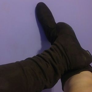 Brown knee high boots
