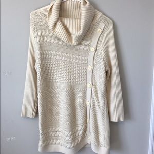 Banana Republic Beige Cowl Neck Cable Knit Sweater