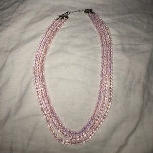 NWOT three tier pink crystal necklace