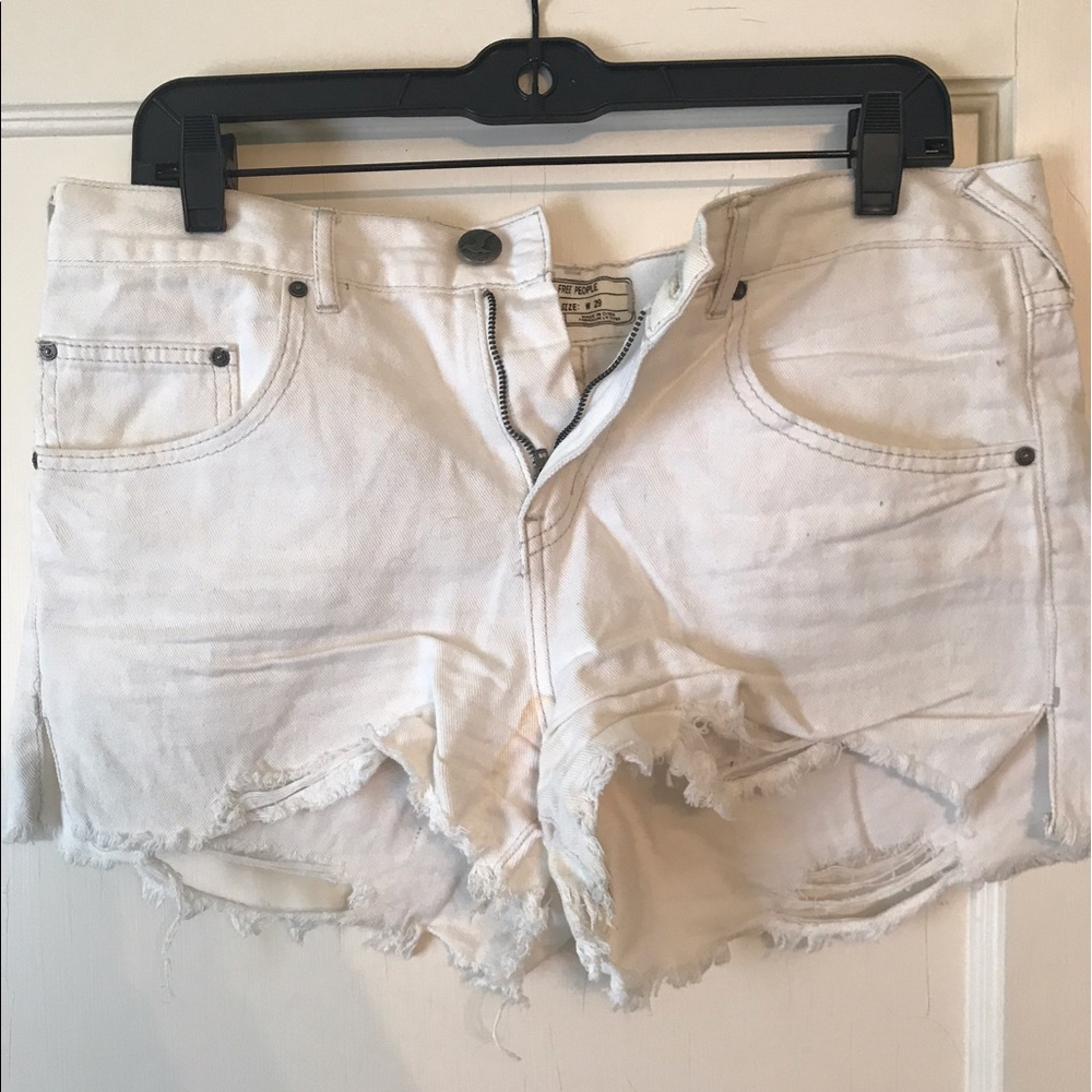 Free People White Denim Shorts