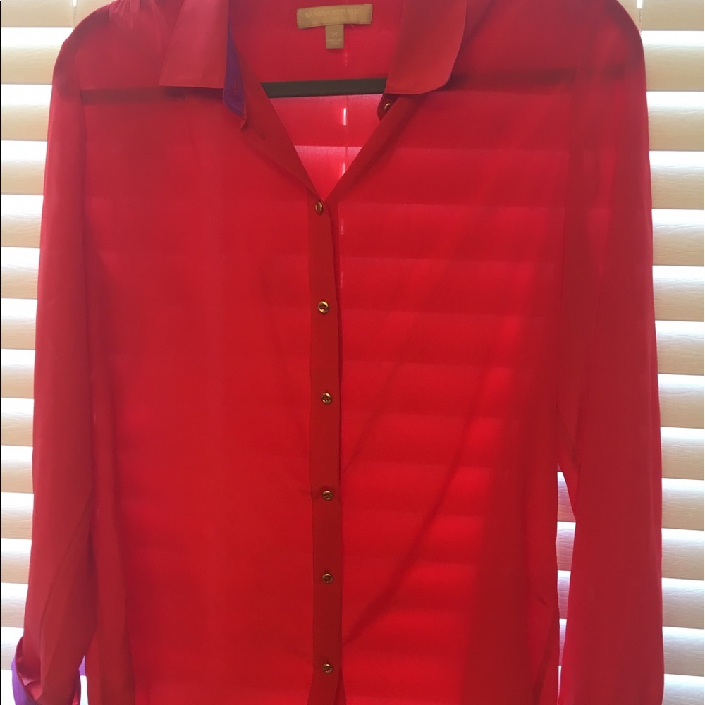 Silk orange fire red Banana Republic blouse size M