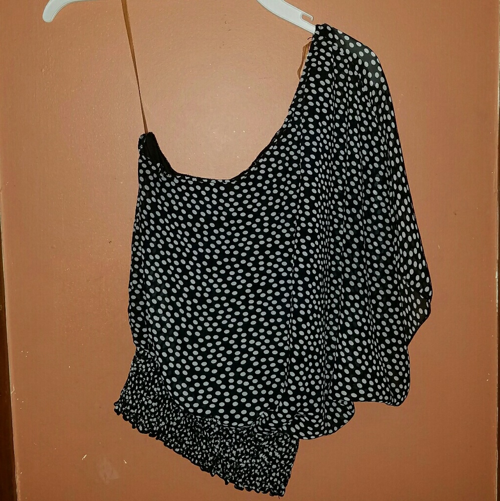 Polka dot half off the shoulder top