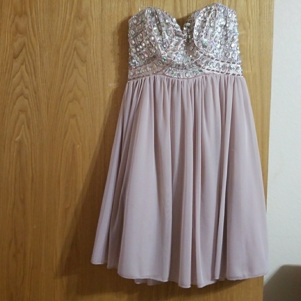Beaded Tan Juniors dress