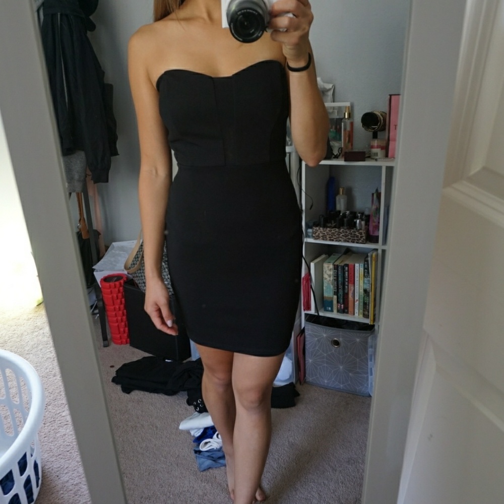 Strapless black dress