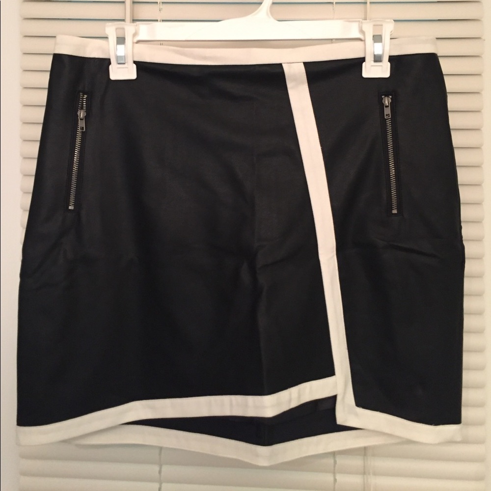 Black / Ivory Leather Skirt - Contemporary