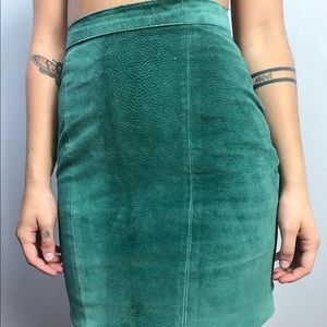 Vintage aquamarine genuine leather skirt