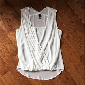 White draped chiffon tank top