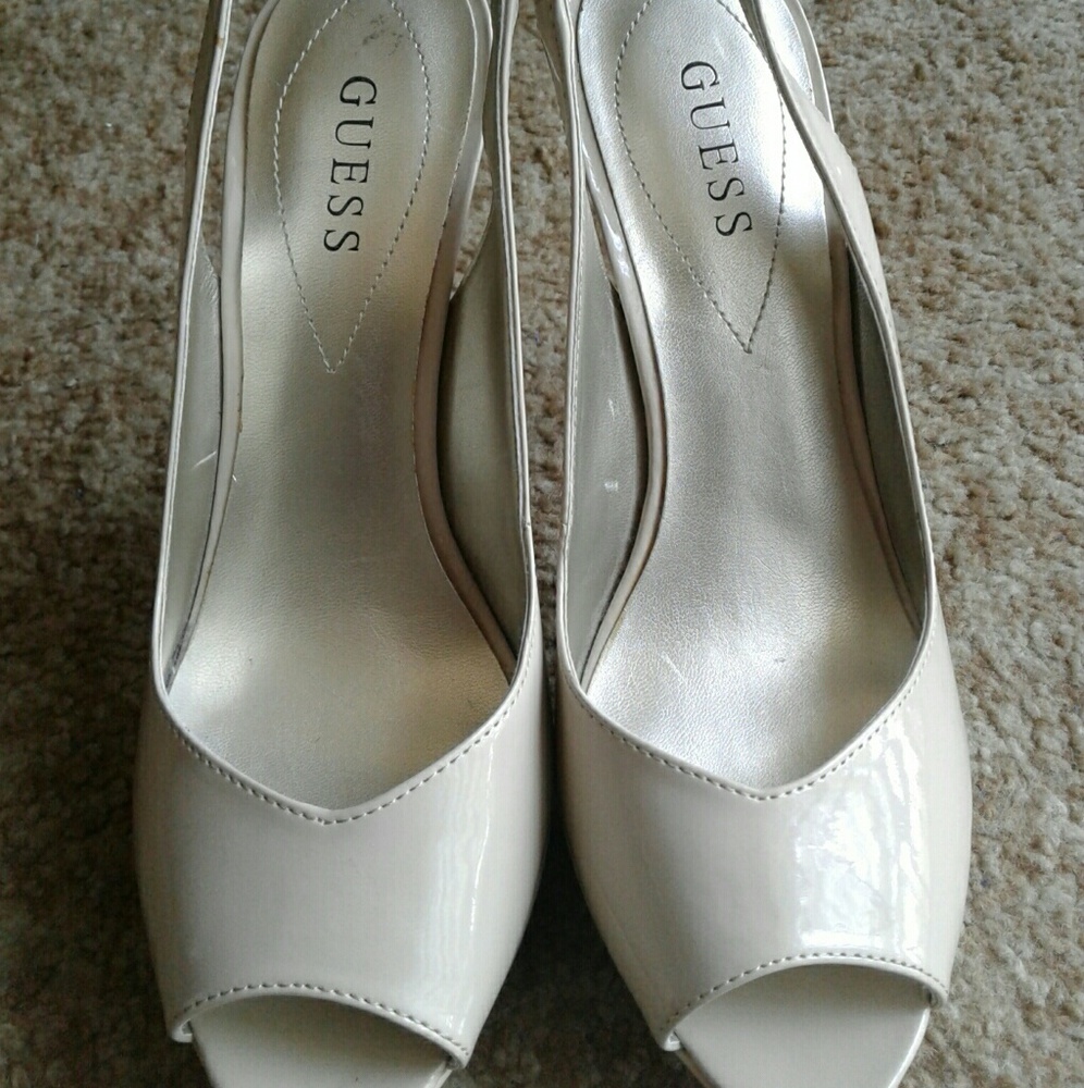 Guess cream sling back heels
