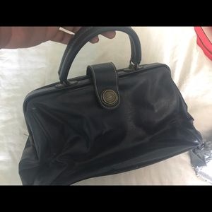 Vintage capezio doctor type bag navy blue leather