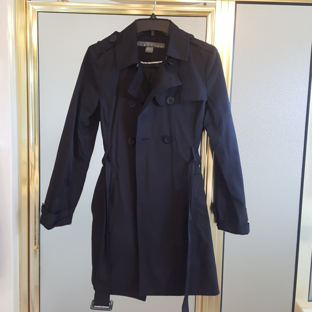 Black Lined Belted Trench Size Small