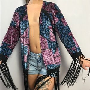 MINKPINK Velvet Mandala Fringe Cardigan