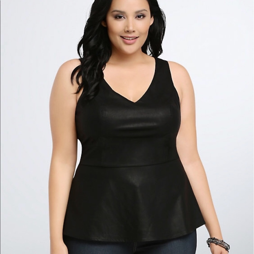 Torrid Faux Leather Black Peplum Blouse 🖤