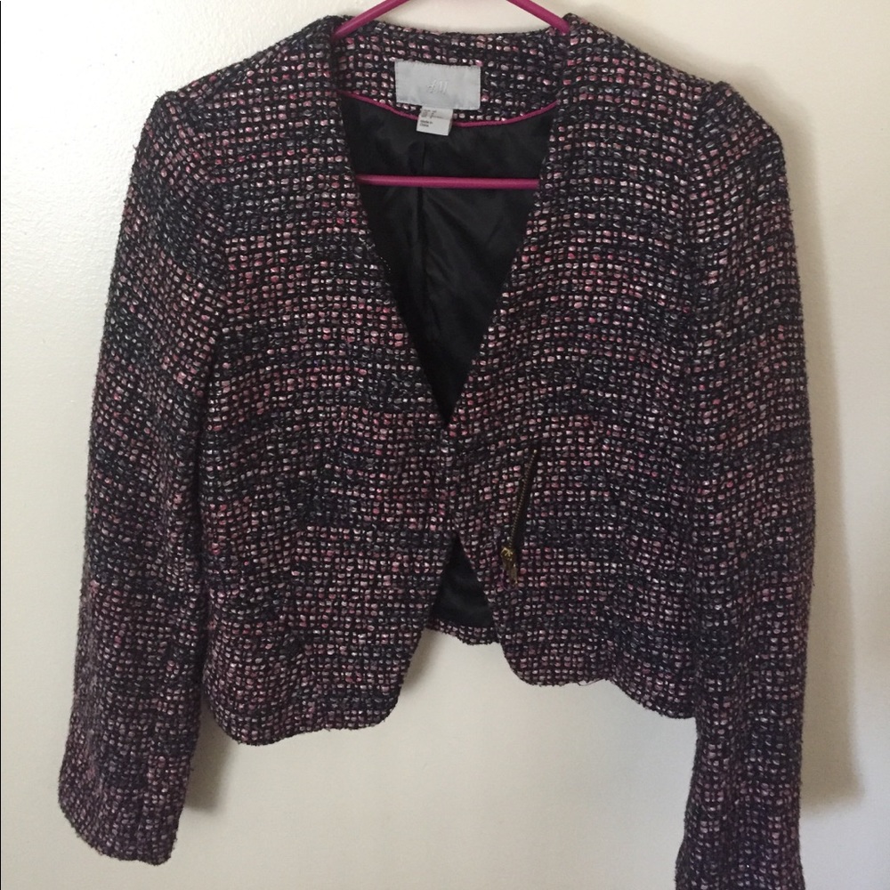 Purple, pink and black h&m tweed blazer