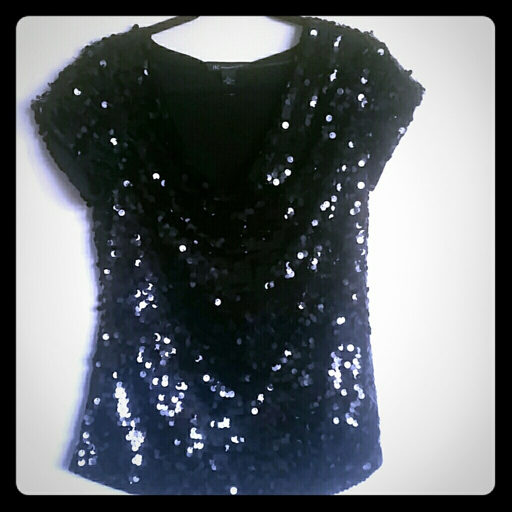 I•n•c Black Sequins Top