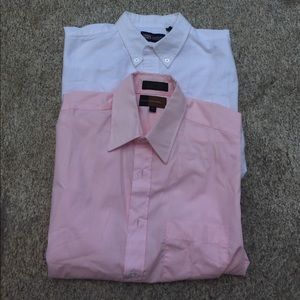 Lot of 2 boys white and pink dress shirts