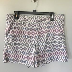 Aztec print linen shorts
