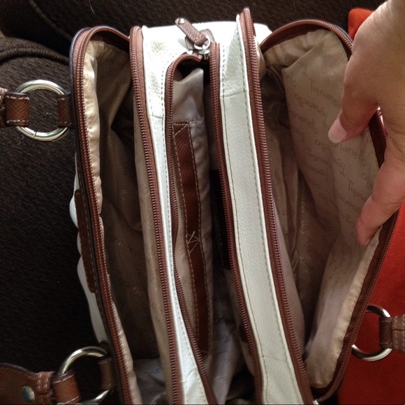 White & brown leather handbag - Picture 2 of 4