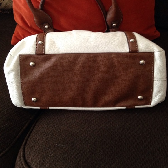 White & brown leather handbag - Picture 3 of 4