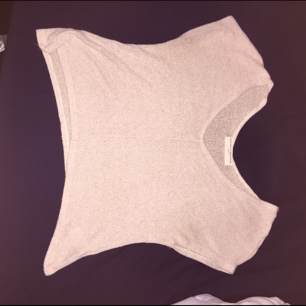 Crochet, cream cropped v neck