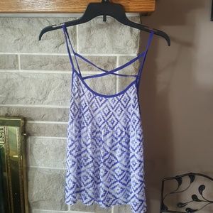 Blue and white tank