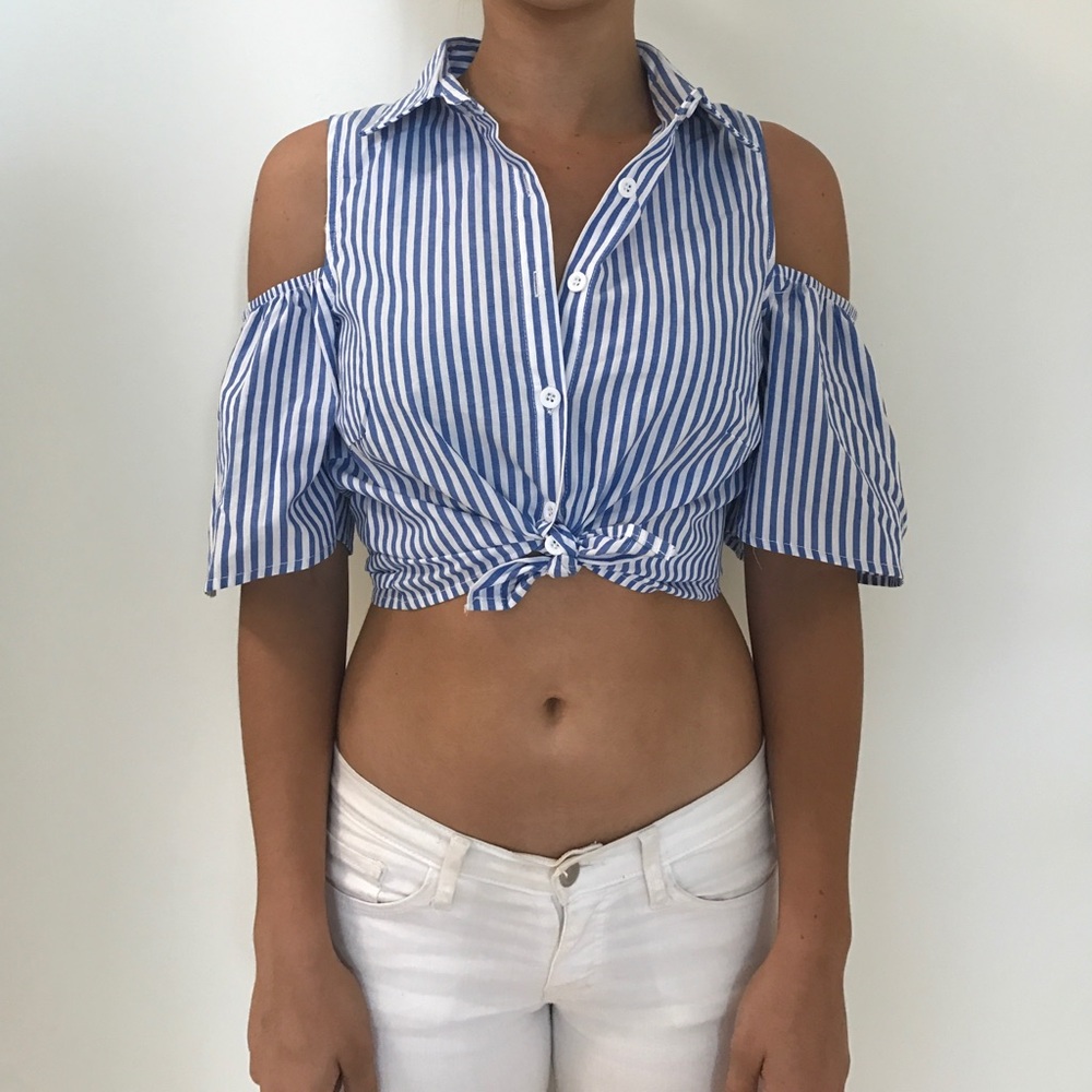 Striped Crop with Cut-Outs