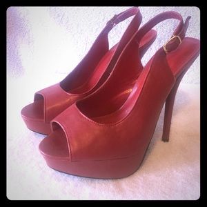 JustFab Adjustable Slingback Platform Stilettos