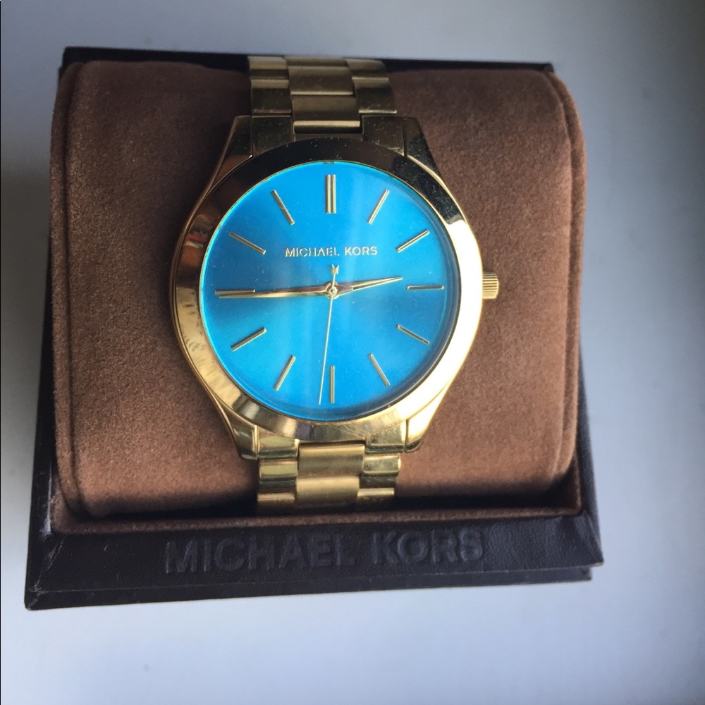 Gold Michael Kors Watch with Blue Face