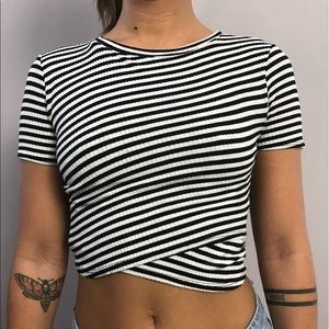 Silence+Noise b&w Asymmetrical Crop Top