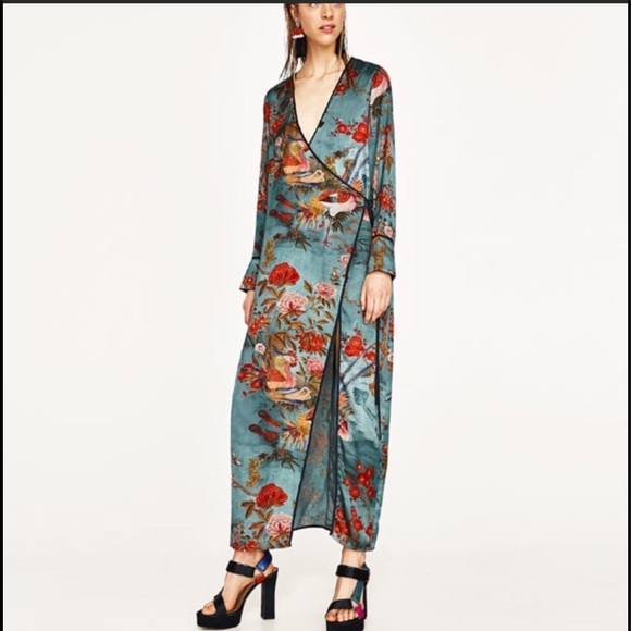 Zara silky floral envelope maxi dress - Picture 3 of 8