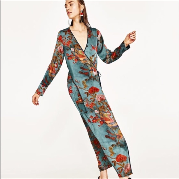 Zara silky floral envelope maxi dress - Picture 4 of 8