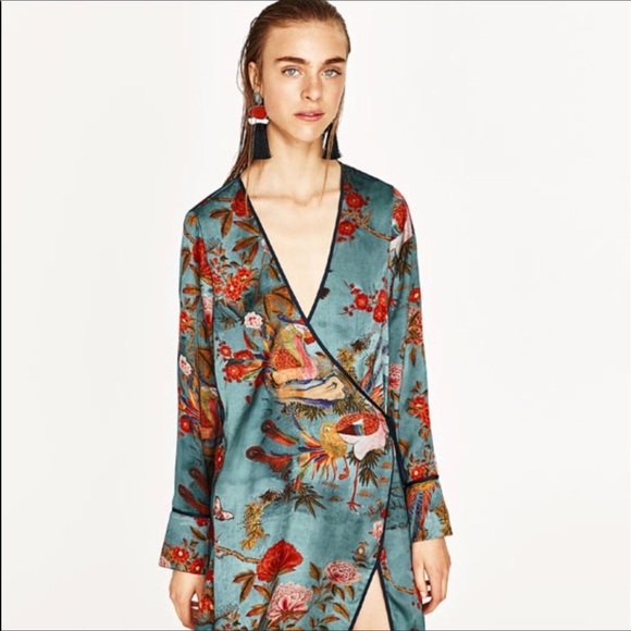 Zara silky floral envelope maxi dress - Picture 5 of 8