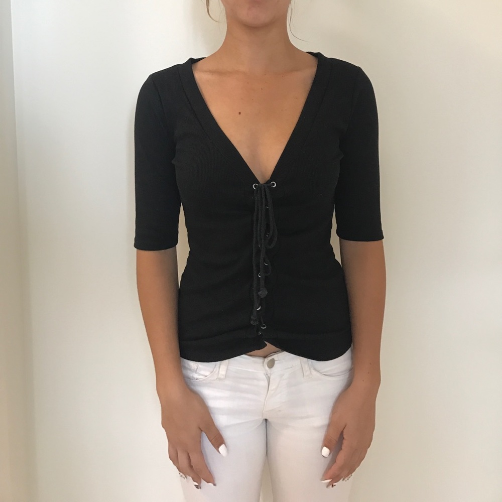 Nasty Gal Lace Up V-neck