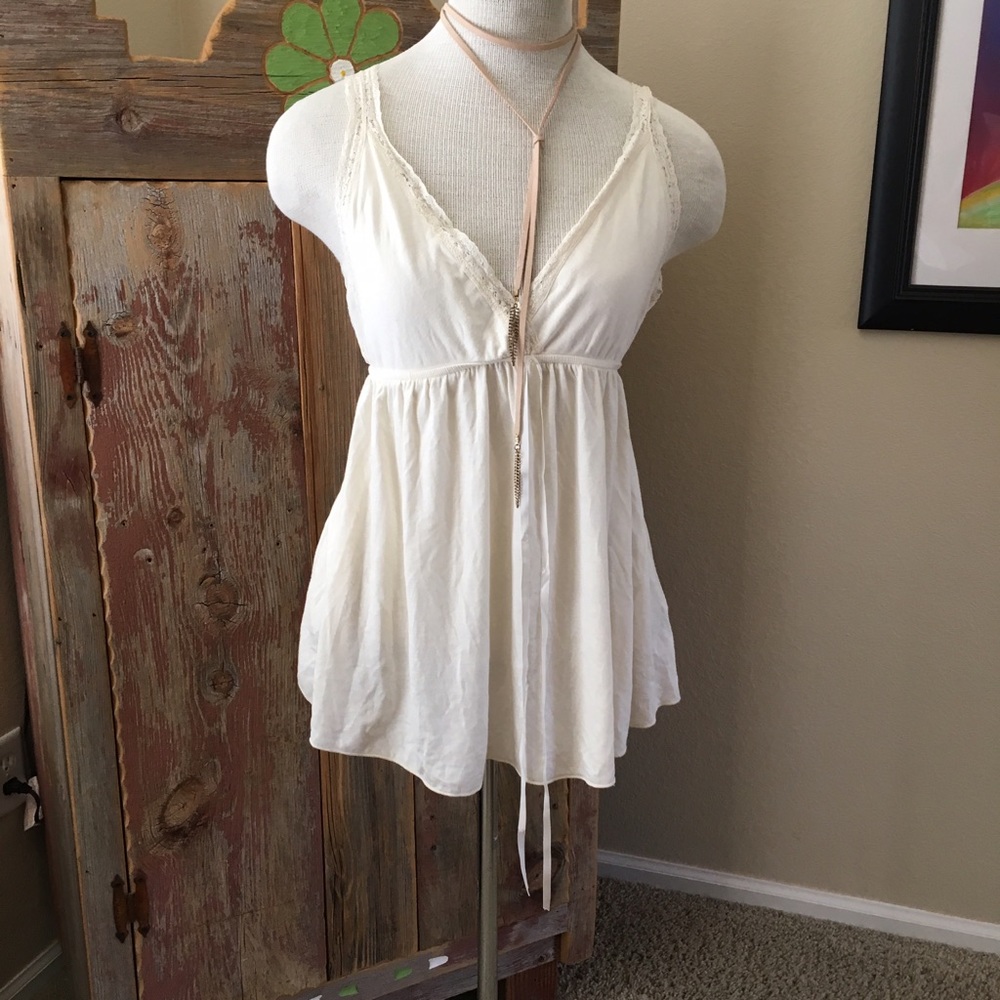 Eight Sixty boho pInafore tank in ivory size m