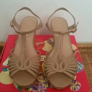 Franco Sarto Cork Wedge Beige /Nude Sandals!
