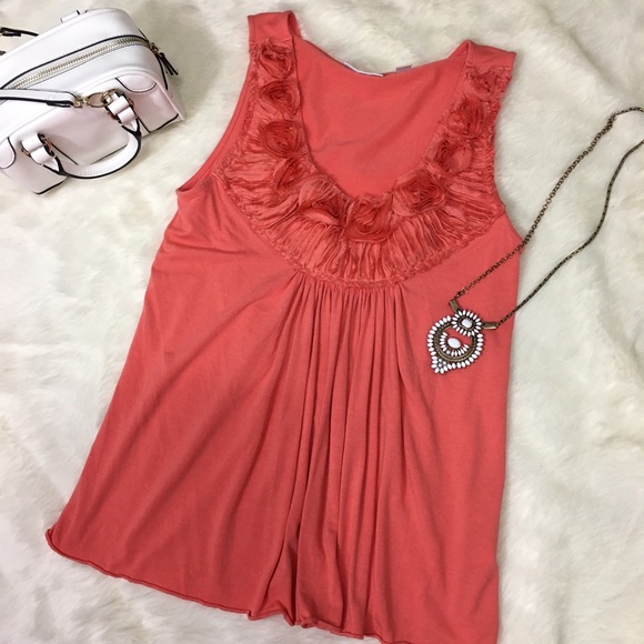 New York & Company Tops - New York & Co Flower Neckline Tank Top Blouse