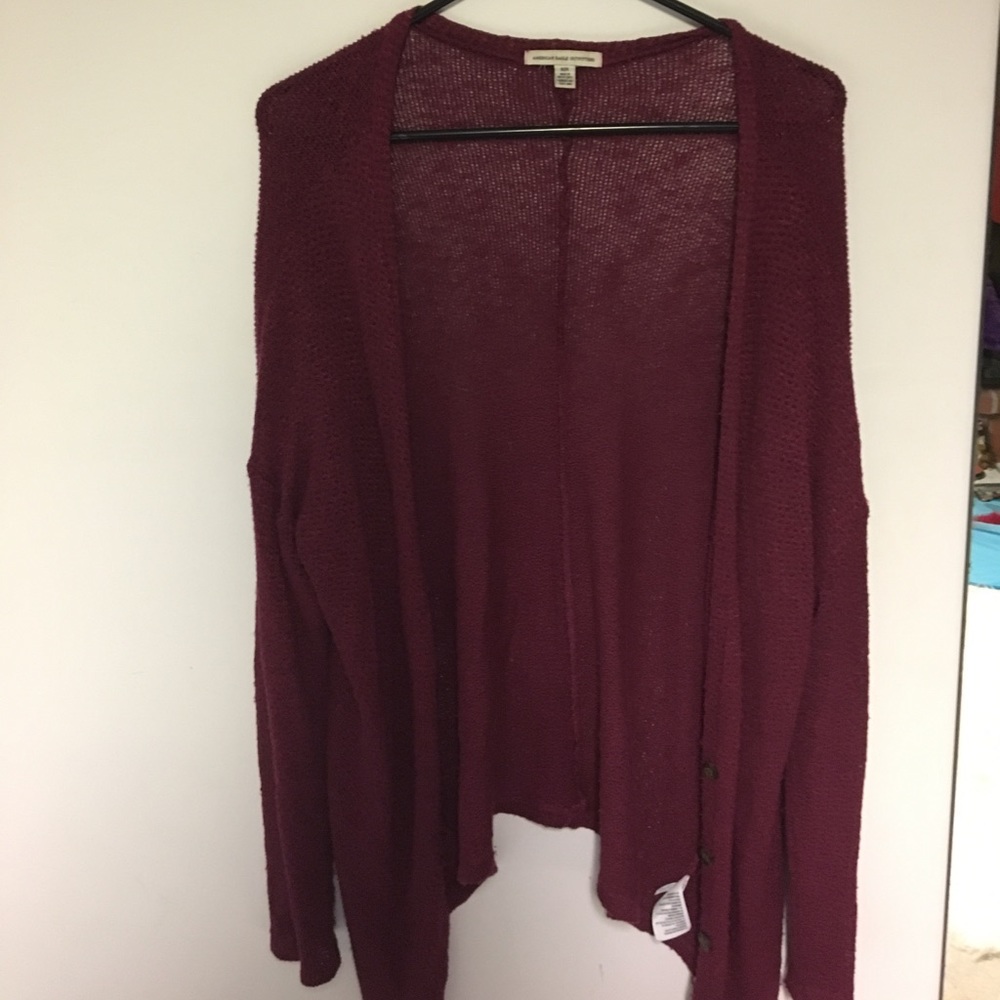 Slouchy Maroon Knit Cardigan