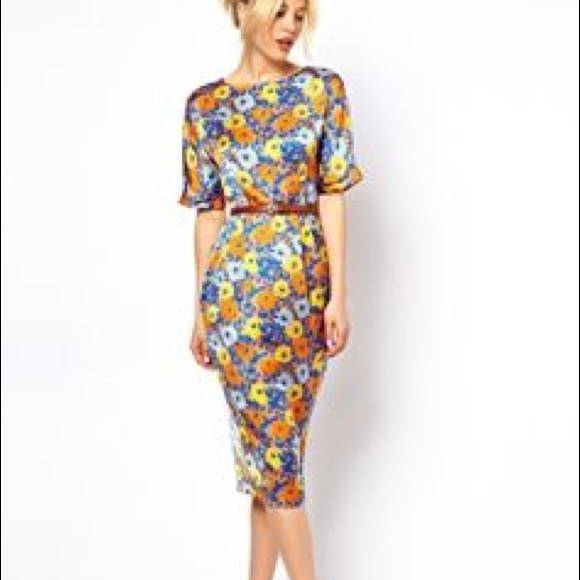 Asos Dresses & Skirts - ASOS retro wiggle dress with pockets + belt Size 0