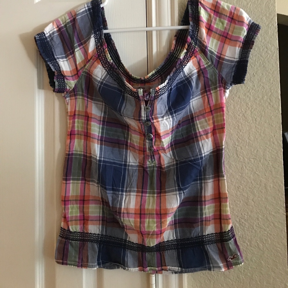 Plaid button down blouse