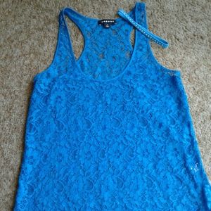 Teal blue lace tank top