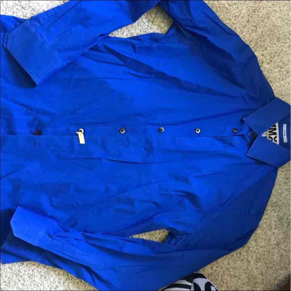 Blue fitted express men's dress shirt