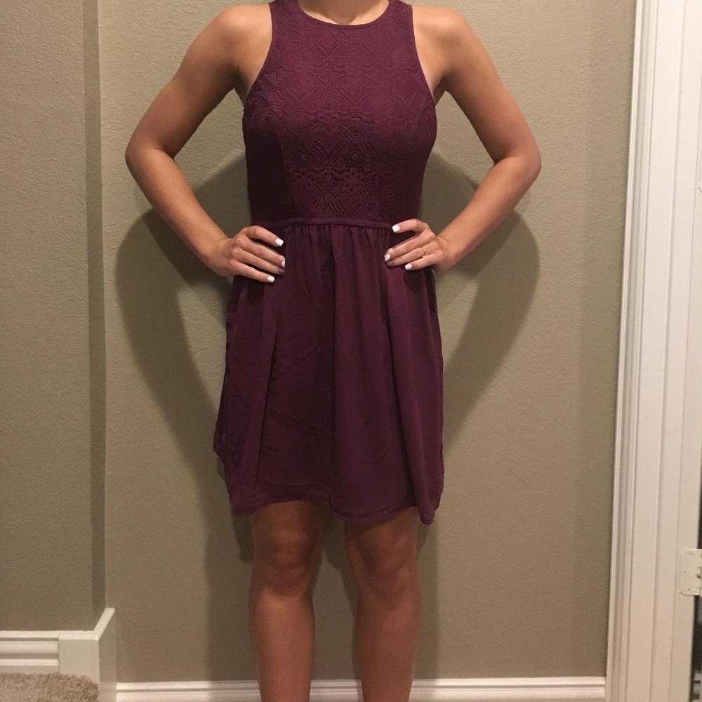 Maroon lace top dress