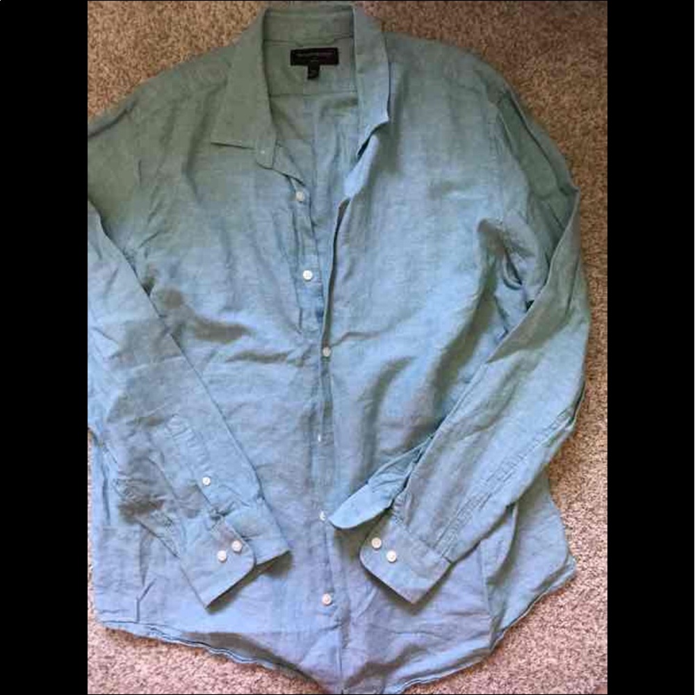 Blue green slim fit banana republic dress shirt
