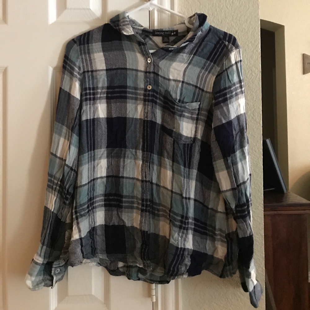 Blue and teal flannel