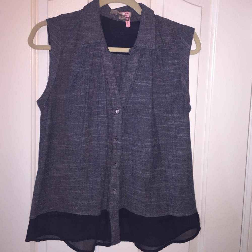 Forever 21 Chambray & Sheer  Sleeveless Blouse M