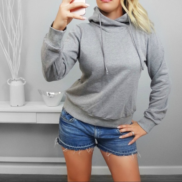 Gray Lace Up Sweater - Picture 4 of 5
