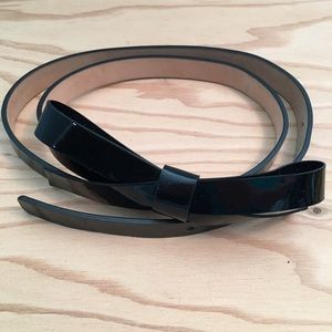 kate spade black patent leather skinny bow belt