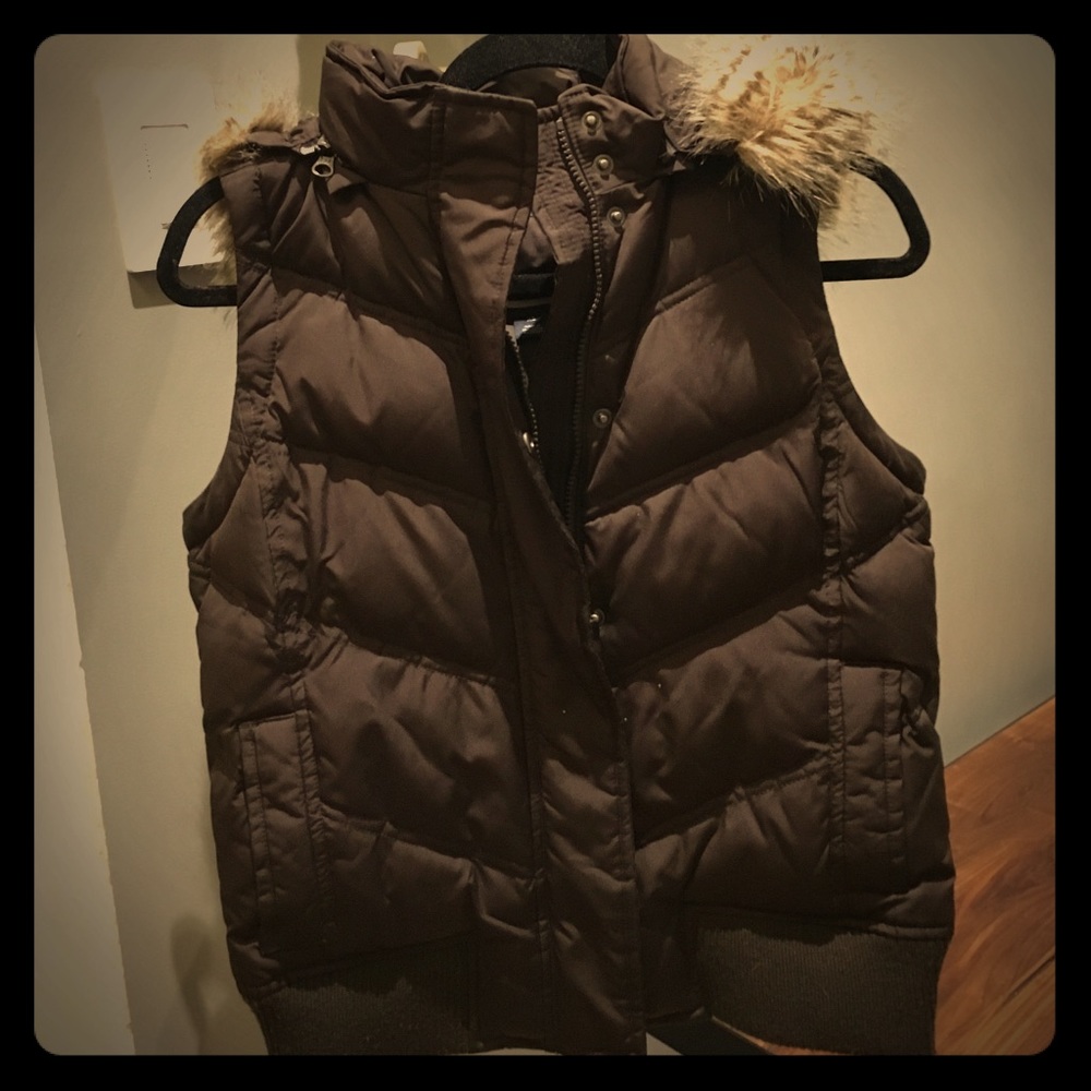 Brown quilted vest