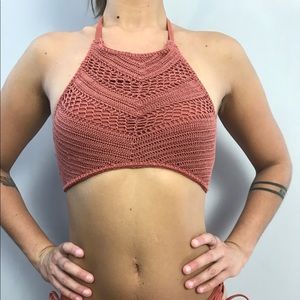 Tea Rose Orange Crochet Bathing Suit